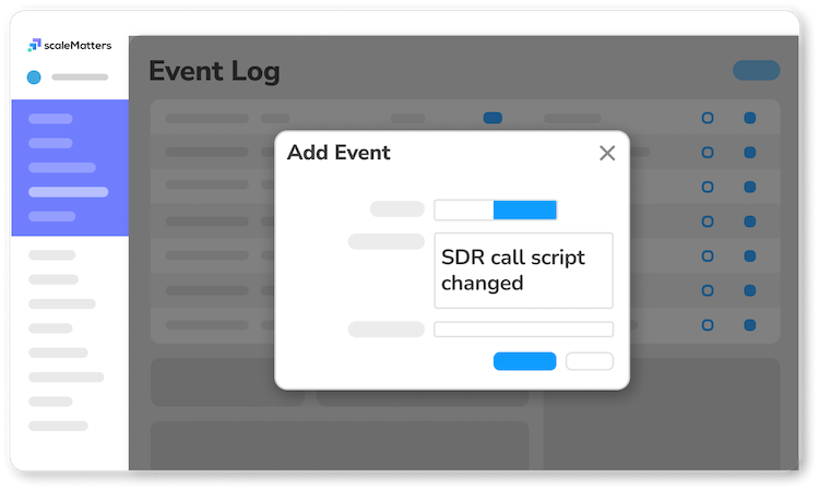 Go-to-Market Optimization Platform - Event Log - Modal